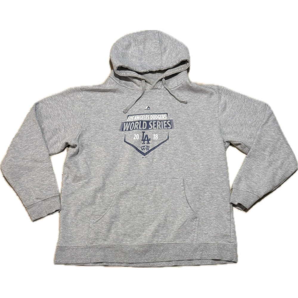 Majestic Los Angeles Dodgers 2018 World Series Hoodie Gray Mens XL Sweatshirt